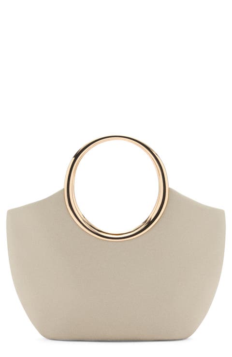 Faux Leather Bracelet Handle Bag