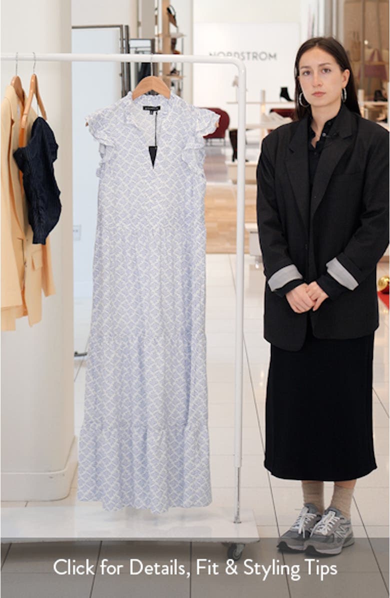 Print Flutter Sleeve Maxi Dress, sales video thumbnail