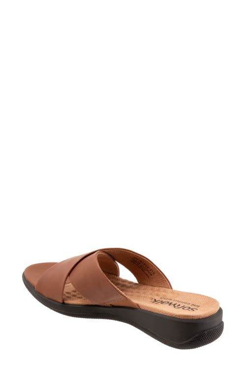 Softwalk ® 'tillman' Leather Cross Strap Slide Sandal In Luggage