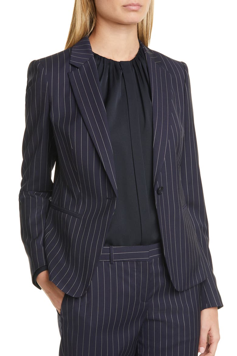 Jaxtina Stretch Wool Pinstripe Jacket, Alternate, color, MIDNIGHT FANTASY