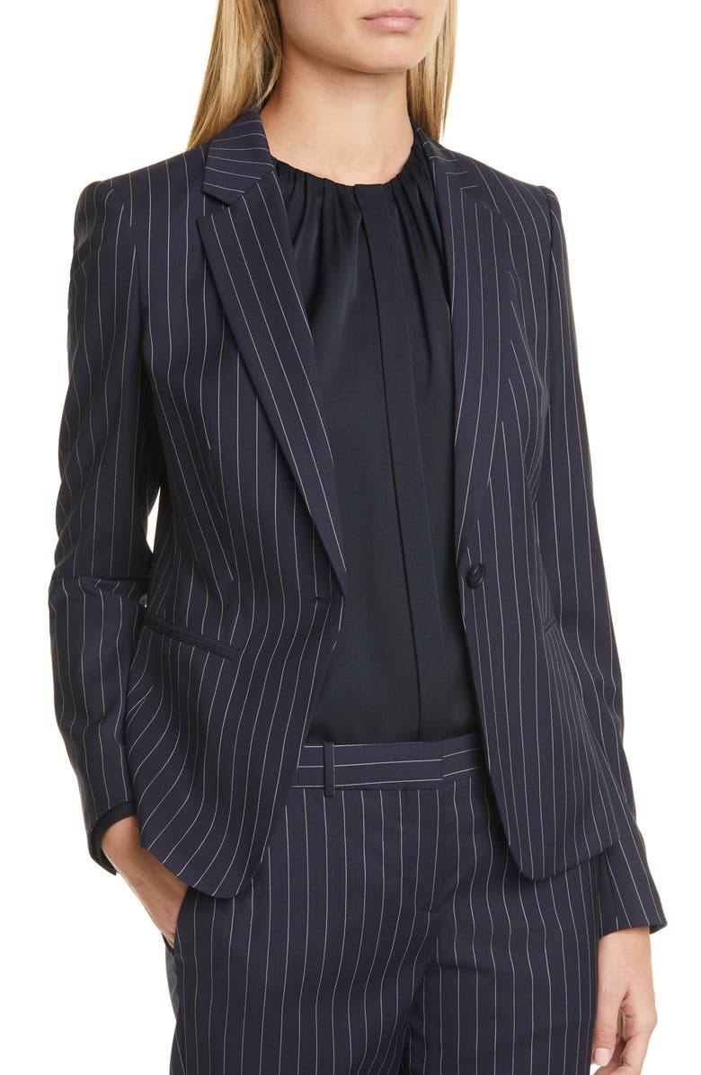 BOSS Jaxtina Stretch Wool Pinstripe Jacket, Alternate, color,