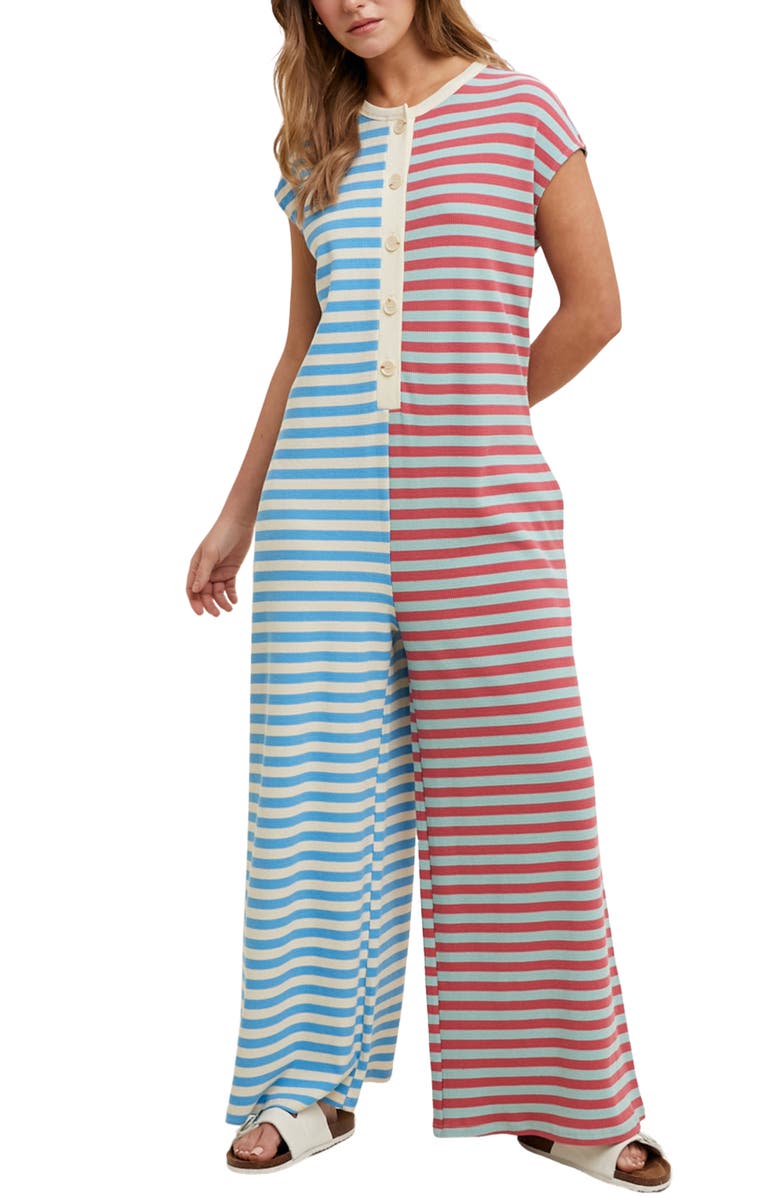 WISHLIST Colorblock Wide Leg Jumpsuit, Main, color, Sky/ Berry