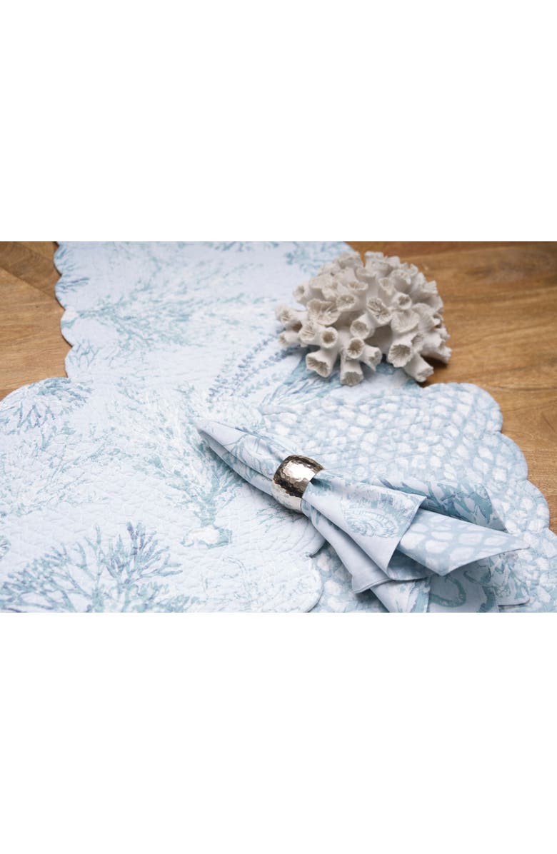 C&F Home Cerulean Breeze Coastal Marine Print Quilted Table Runner 14" x 51", Alternate, color, Blue
