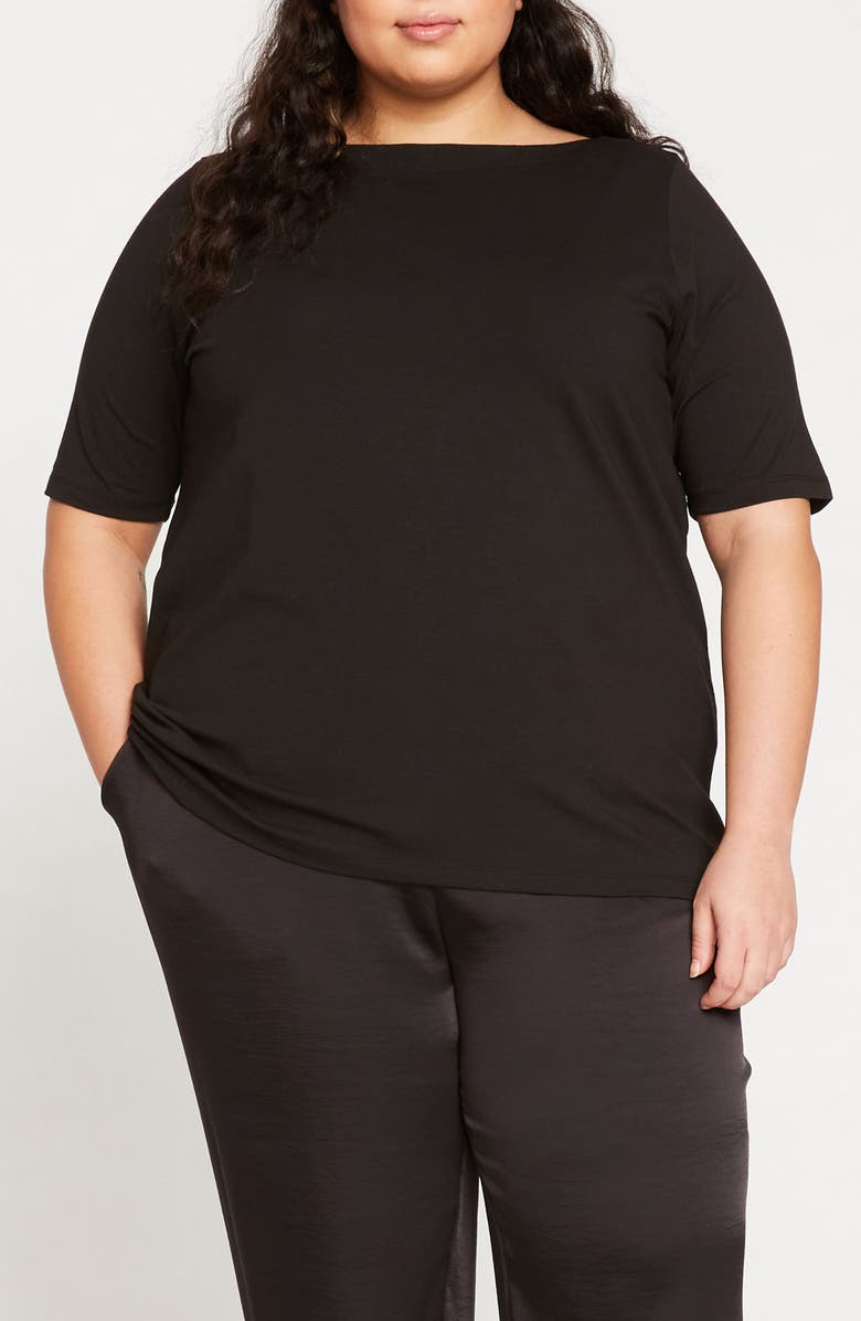 Universal Standard Bella Boatneck Stretch Pima Cotton Top, Main, color, 