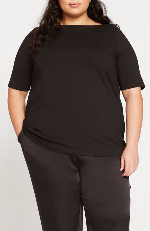 Bella Boatneck Stretch Pima Cotton Top (Plus)