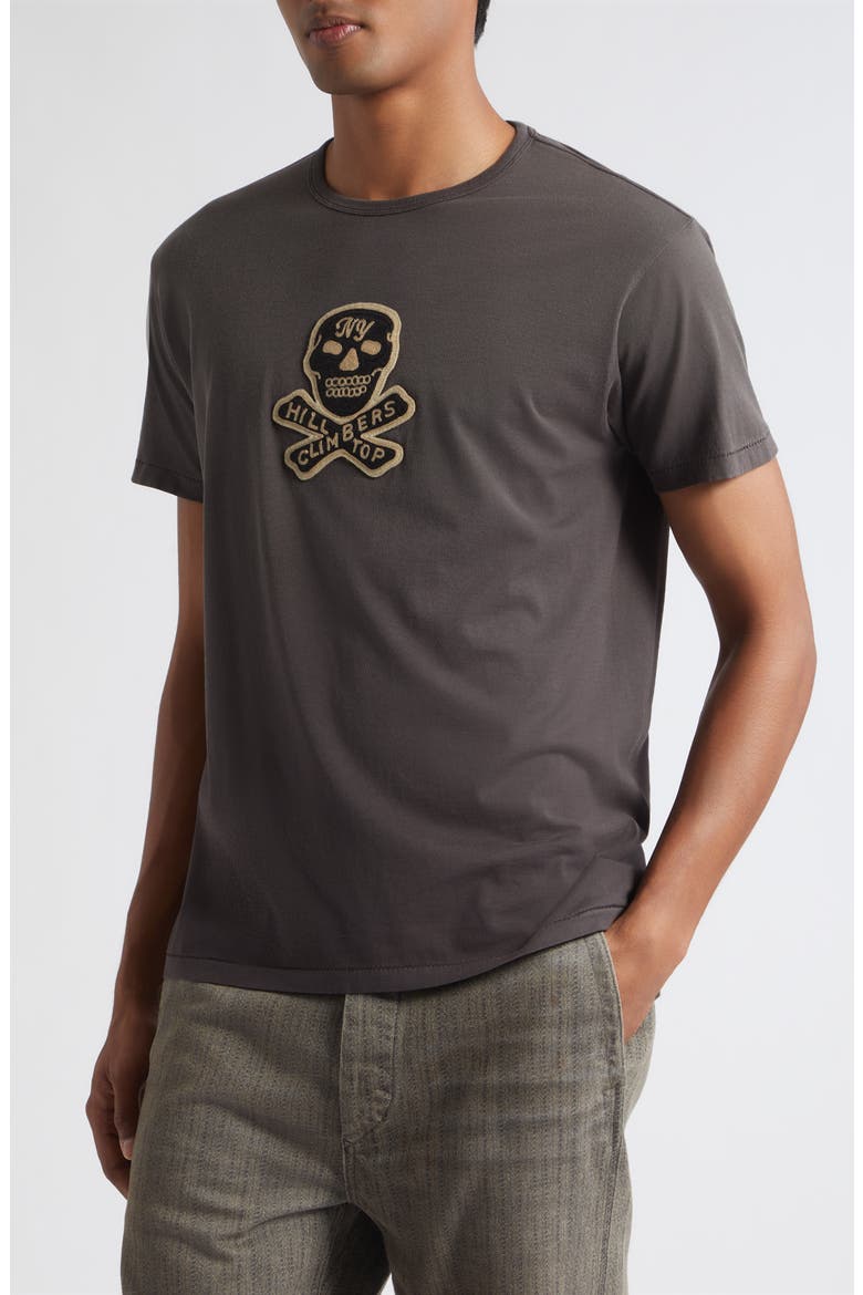 Chainstich Embroidered T-Shirt, Alternate, color, FADED BLACK