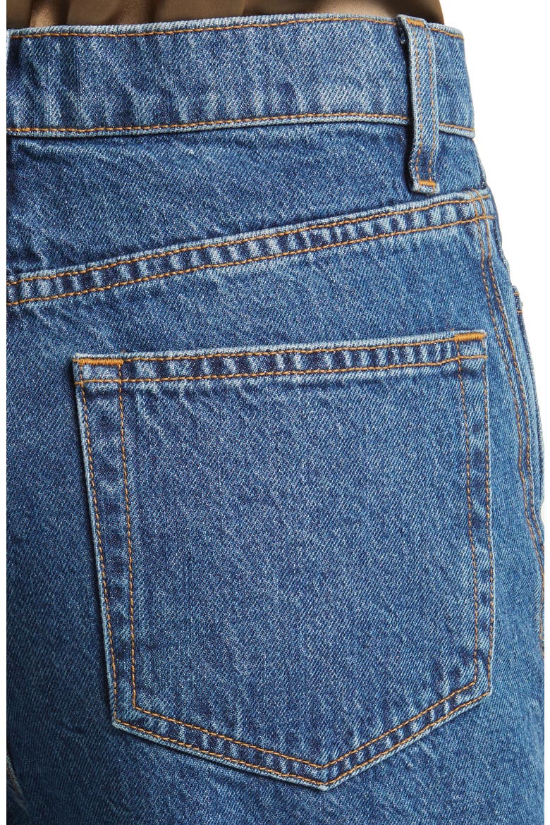 High Waist Raw Hem Capri Jeans, Alternate, color, WREN