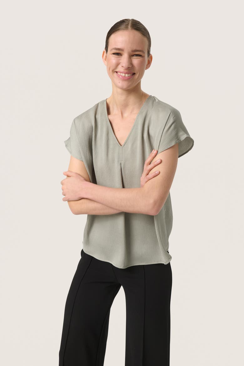 Loana Short Sleeve V-Neck Blouse, Main, color, Shadow