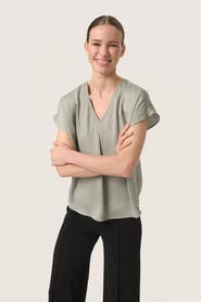 Soaked in Luxury Loana Short Sleeve V-Neck Blouse