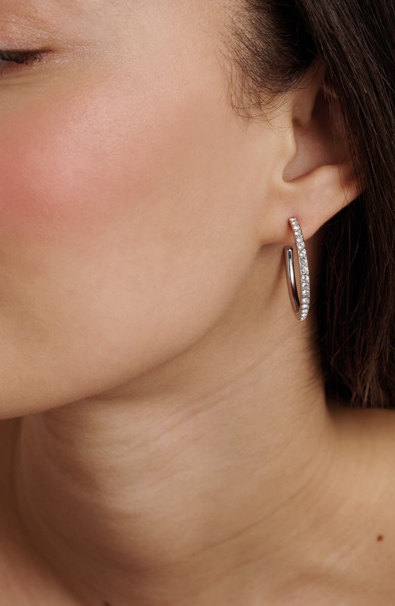 Ted Baker Clanci Medium Crystal Hoop Earrings, Alternate, color, Silver Tone / Clear Crystal