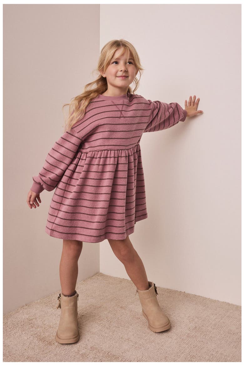 Kids' Stripe Sweatshirt Dress, Alternate, color, PINK