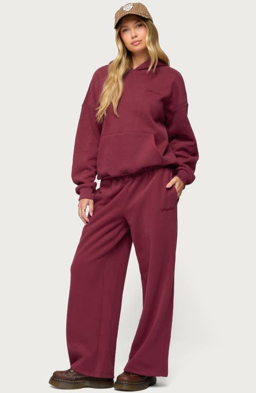 Edikted Wide Leg Sweatpants In Red