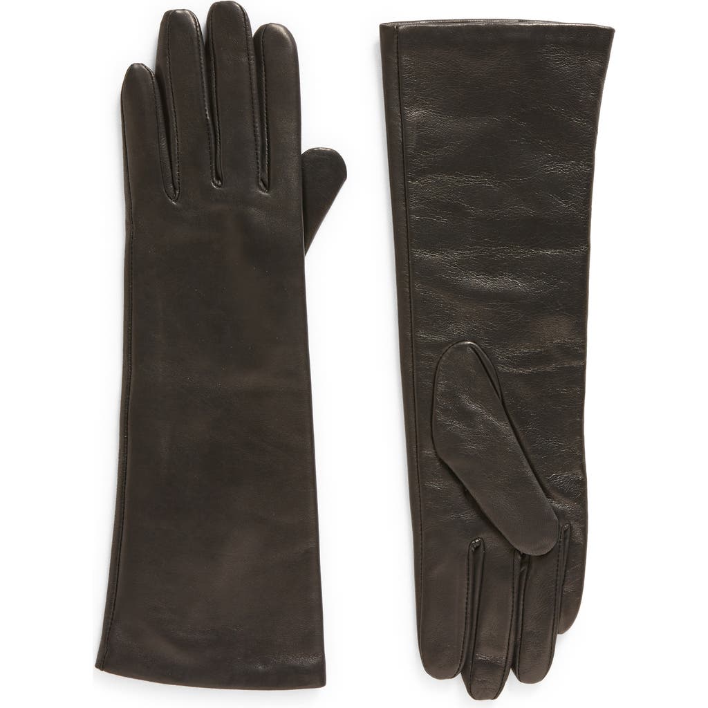 Vince Cashmere Lined Leather Gloves In Black