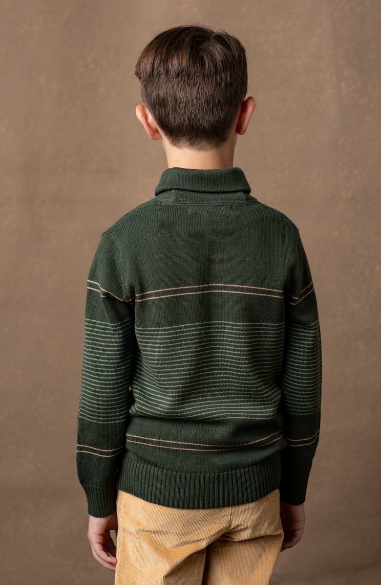 Hope & Henry Kids' Organic Long Sleeve Striped Shawl Collar Sweater, Alternate, color, Pine And Sage Stripe