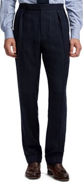 Ralph Lauren Purple Label Gregory Pleated Glen Plaid Cashmere Trousers