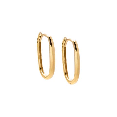 Elongated Oval Huggie Hoop 14K