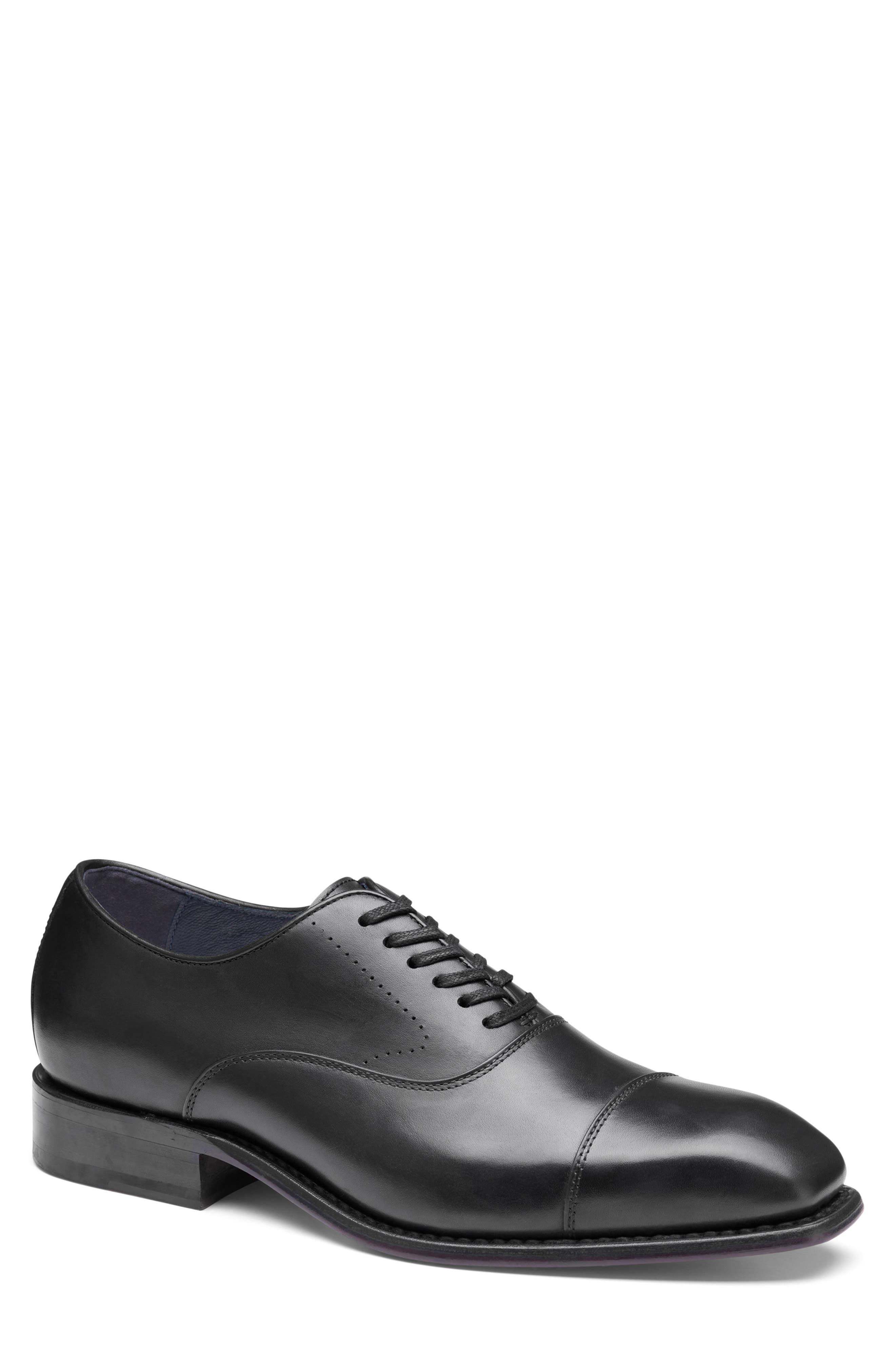 Johnston & Murphy Ashton Cap Toe Derby, Main, color, Black Full Grain