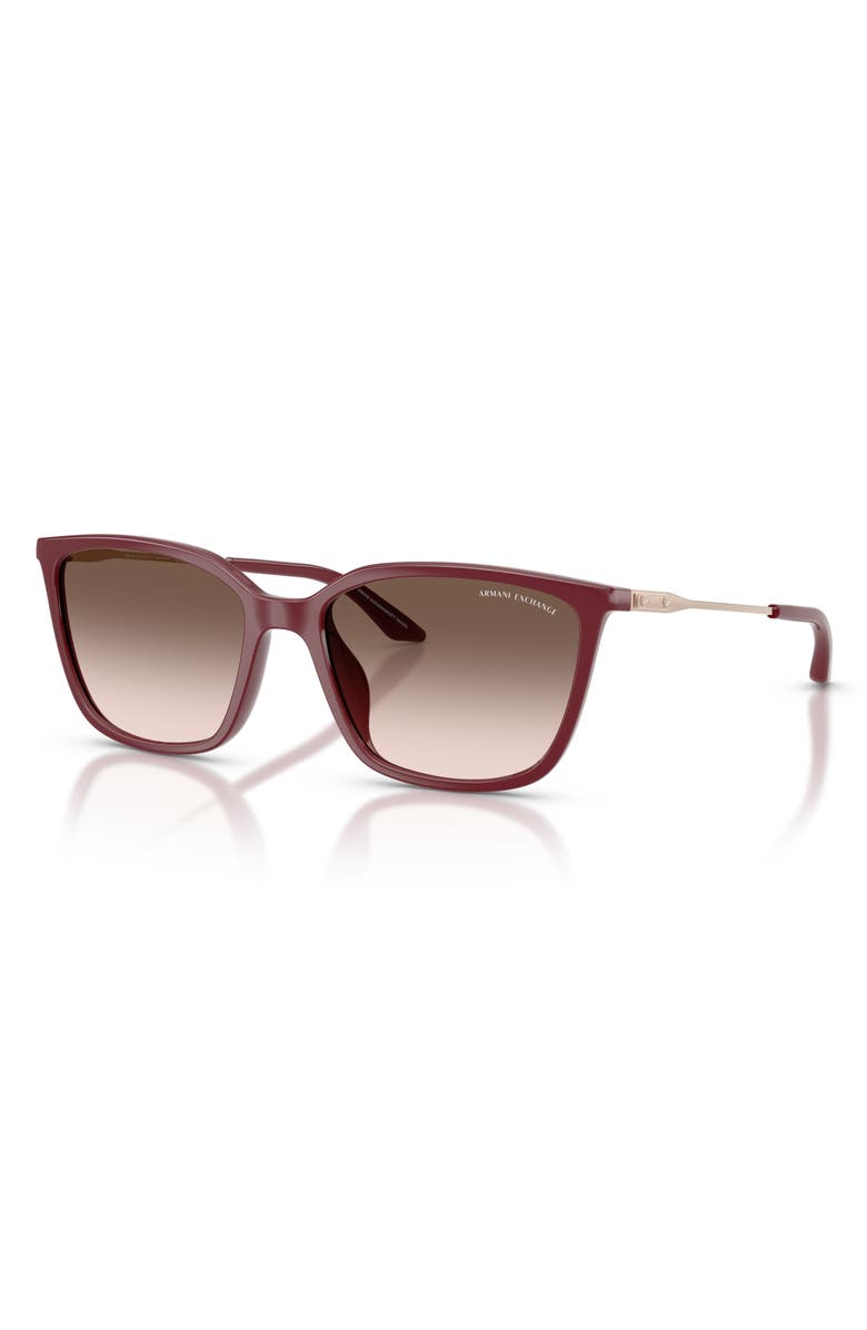 Armani Exchange 55mm Square Sunglasses, Alternate, color, Bordeaux / Pink Gradient Grey