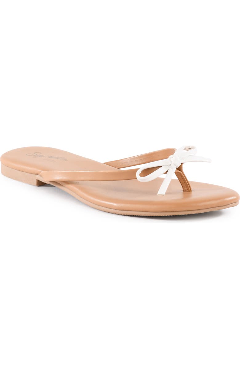 Seychelles Nori Bow Flip Flop, Main, color, White/ Tan