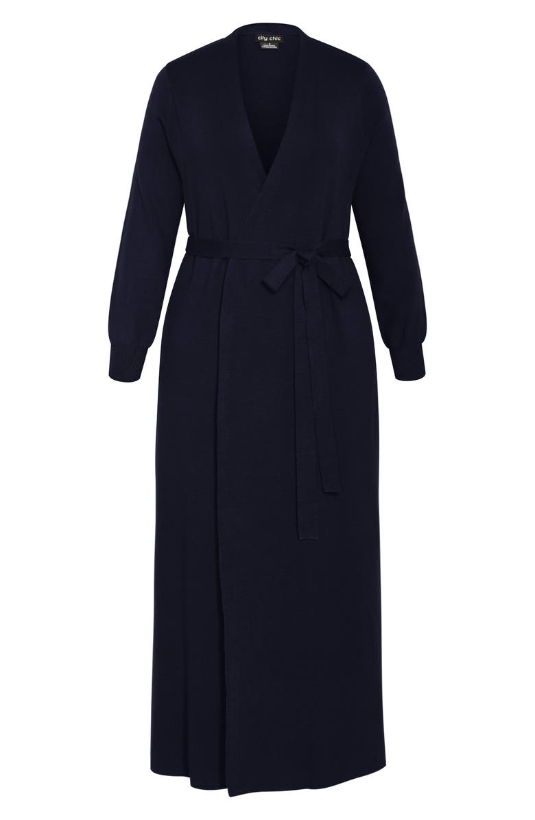 City Chic Larkin Long Sleeve Maxi Sweater Dress, Main, color, Navy