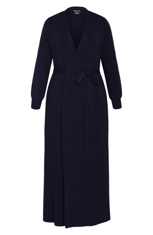 City Chic Larkin Long Sleeve Maxi Sweater Dress In Blue