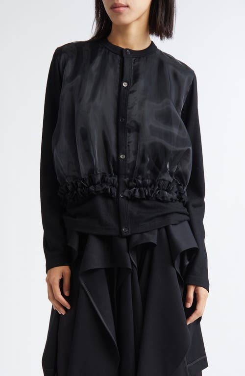 Noir Kei Ninomiya Mixed Media Wool & Organdy Cardigan in Black  product
