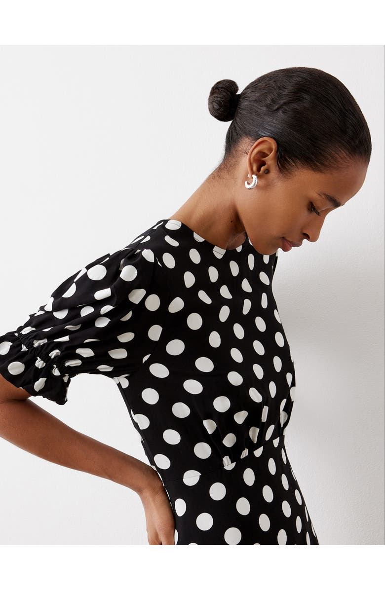 Finery London Mela Polka Dot Midi Tea Dress, Alternate, color, Black Spot