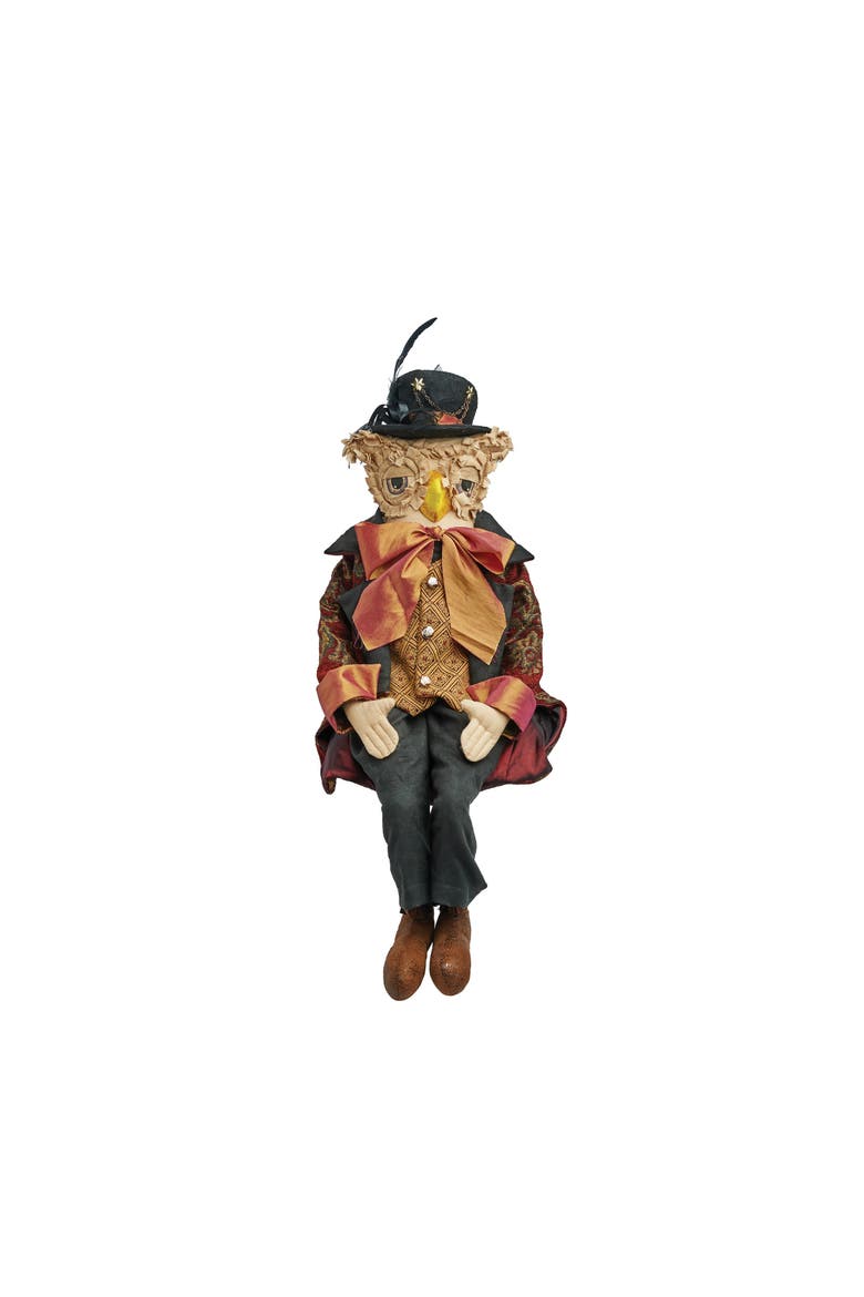 Mortimer Owl Halloween Joe Spencer Gathered Traditions Figurine, Main, color, Orange