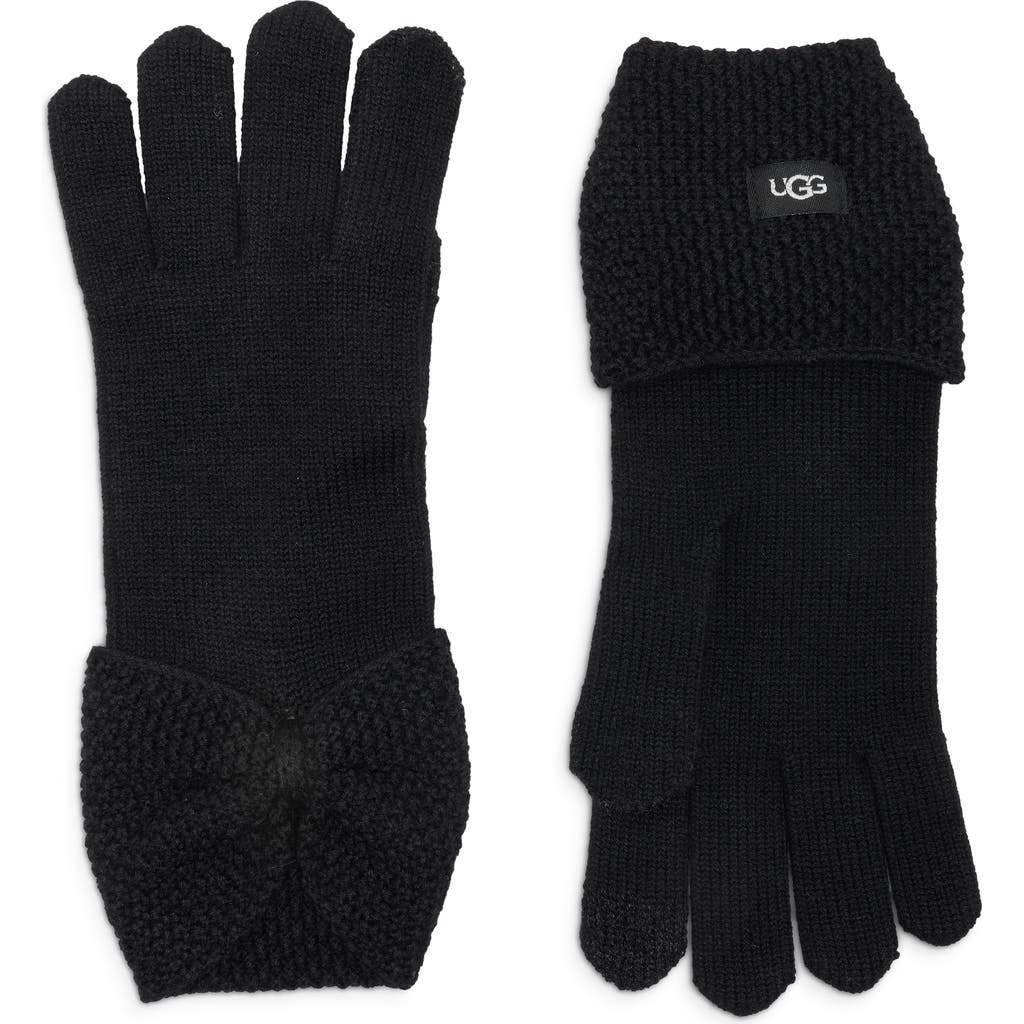 Ugg(r) Bow Wool Blend Tech Glove In Black