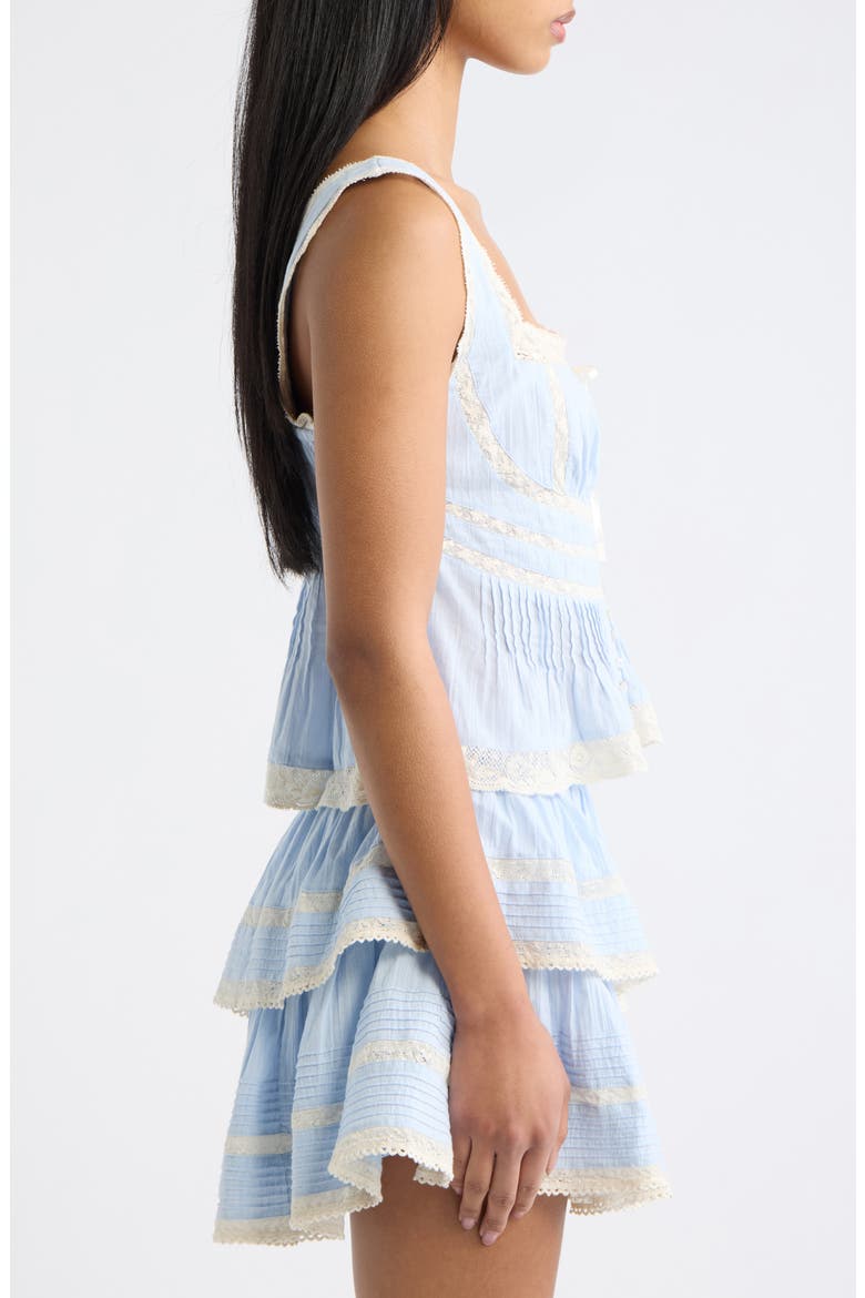 Kaelin Lace Trim Ruffle Sleeveless Top, Alternate, color, CHAMBRAY SKY