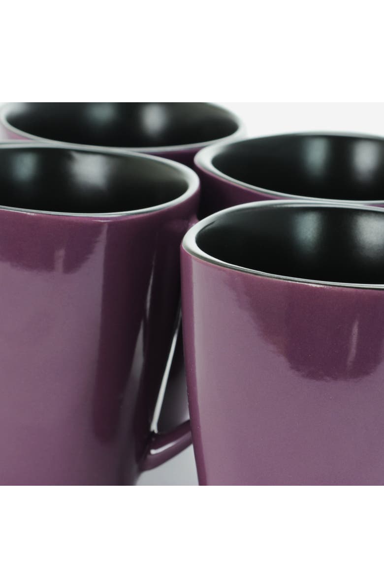 Elama Mulberry 14 oz Stoneware Mugs , Set of 6, Alternate, color, Purple