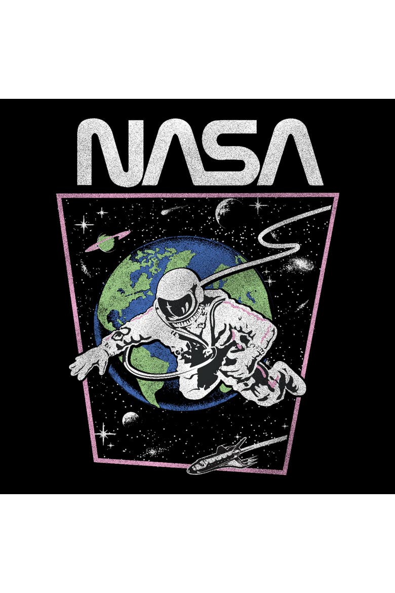 Womens NASA Distressed Astronaut in Space T Shirt, Alternate, color, Black