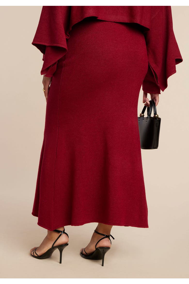 Sweater Maxi Skirt, Alternate, color, RUMBA RED