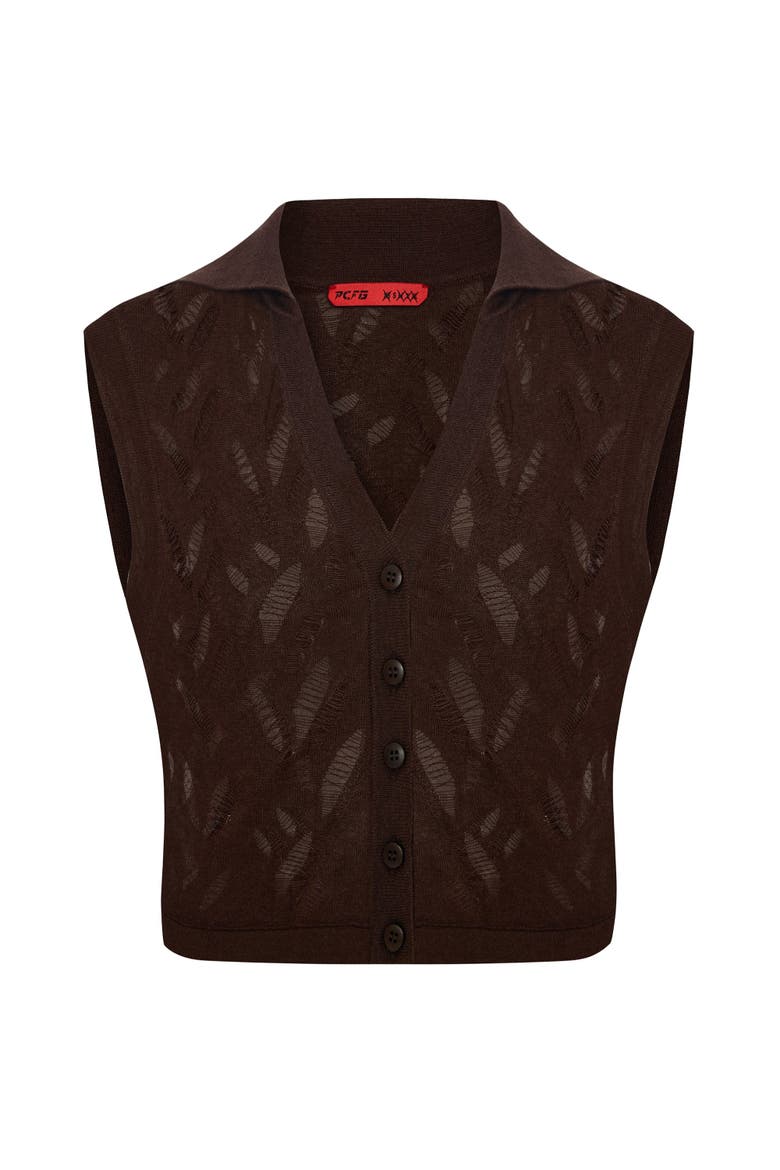 Cropped Ripped Knit Top, Main, color, Brown