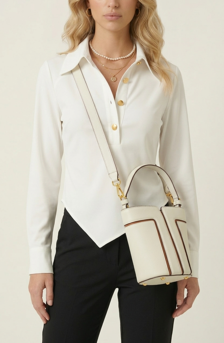 Modenaire Structured Mini Bucket Bag, Alternate, color, Cream