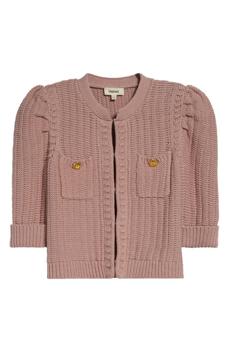 L'AGENCE Delilah Puff Sleeve Crop Cardigan, Alternate, color, 