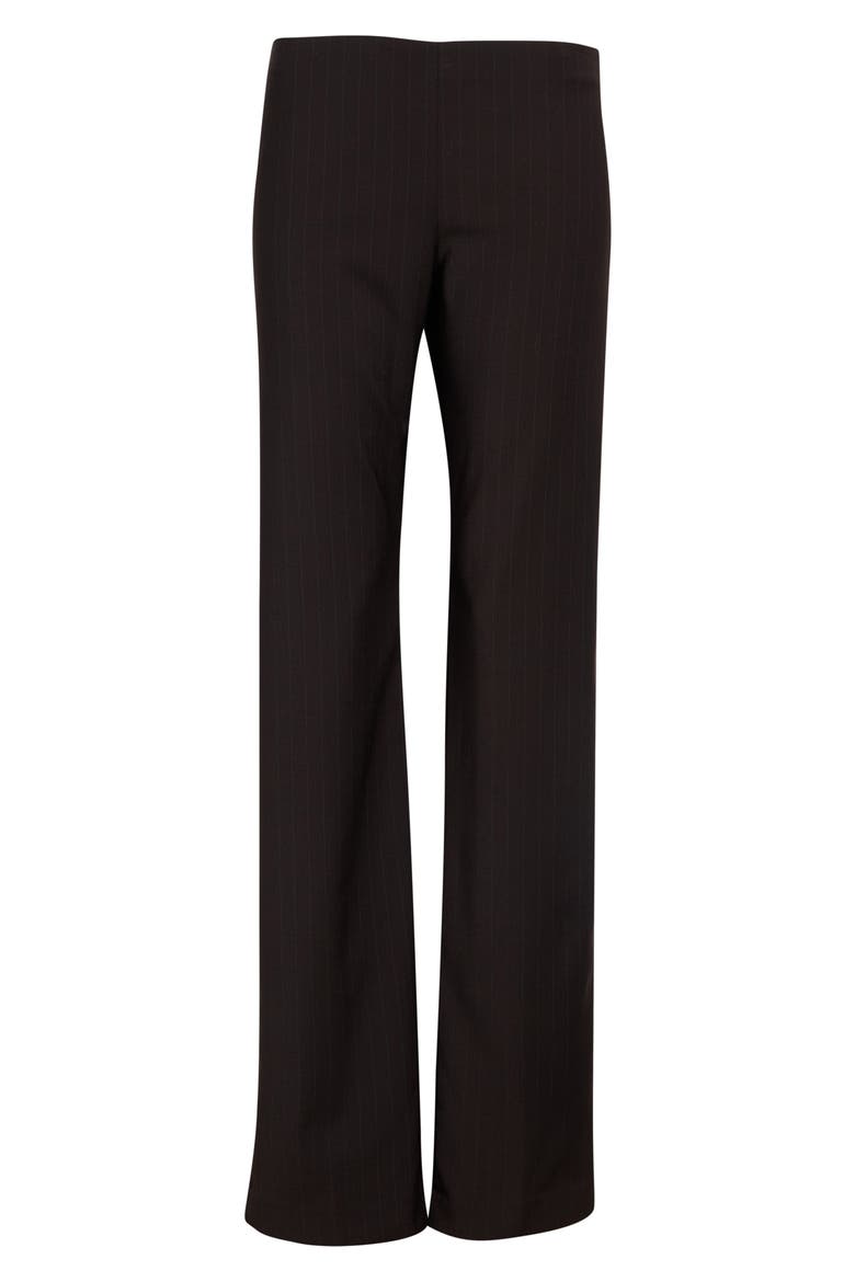 Malek Pinstripe Stretch Straight Leg Pants, Main, color, BROWN
