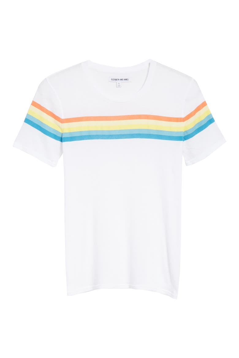 Rainbow Stripe Tee, Alternate, color, WHITE
