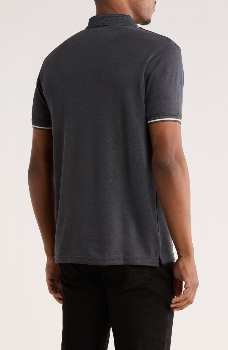 DENIM AND FLOWER Textured Zip Polo, Alternate, color, Black