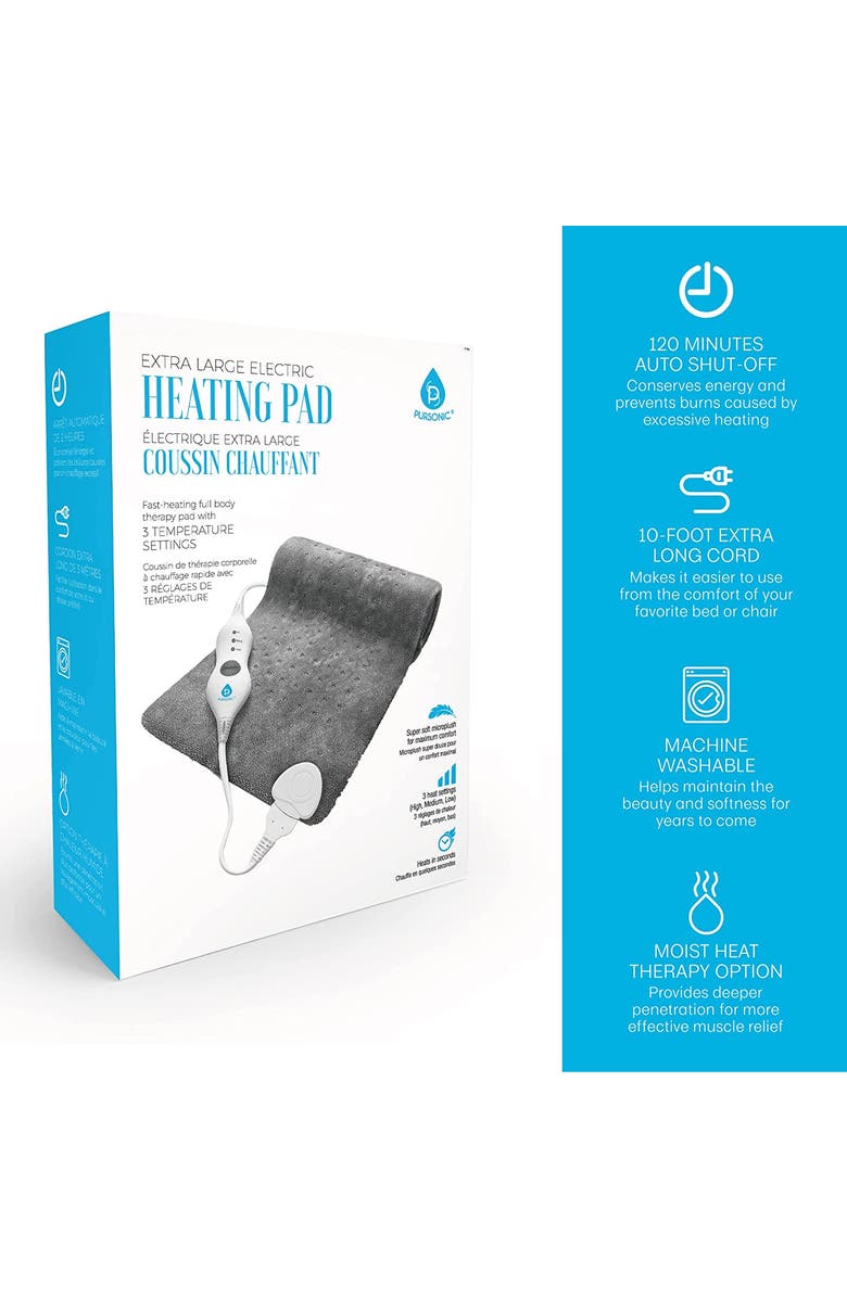 PURSONIC Red Light Therapy Neck Wrap and Fast-Heating Full Body Heating Pad, Alternate, color, Black