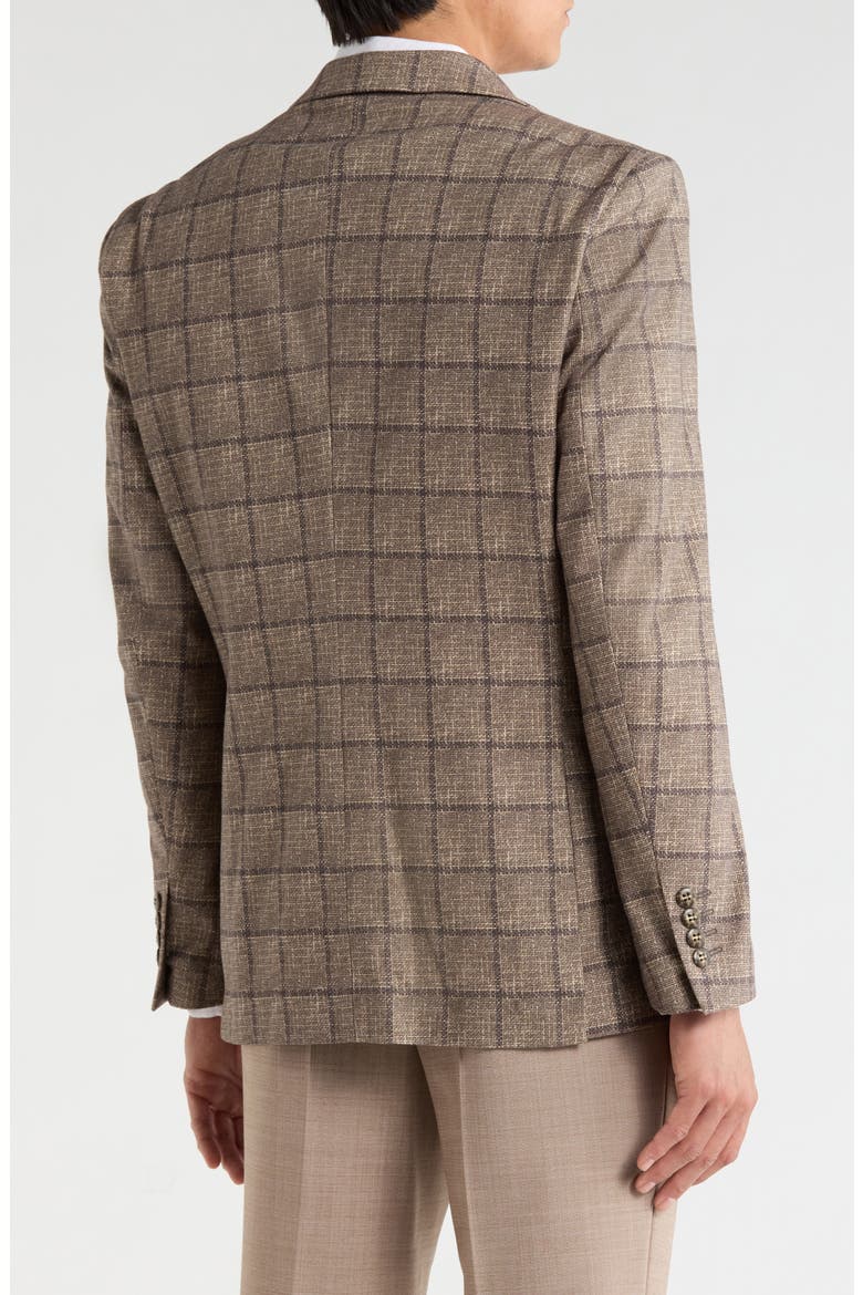 Slim Fit Plaid Stretch Knit Sport Coat, Alternate, color, BROWN