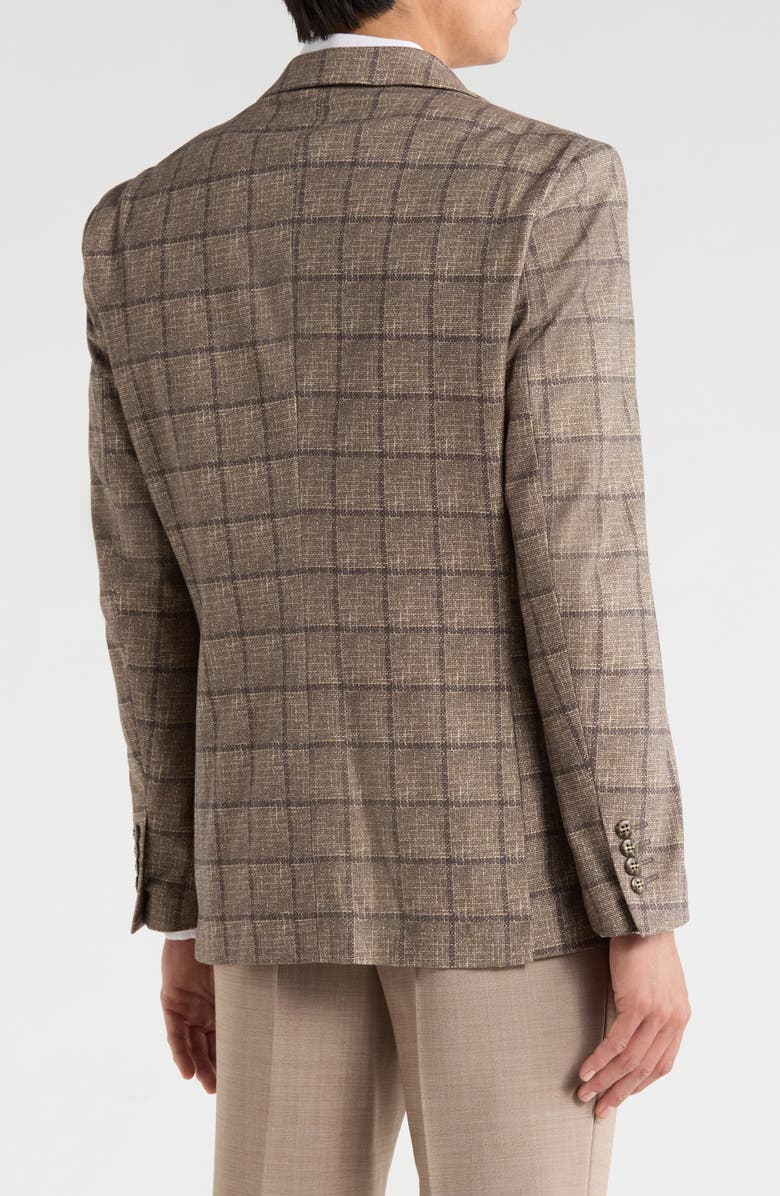 Duchamp Slim Fit Plaid Stretch Knit Sport Coat, Alternate, color, Brown