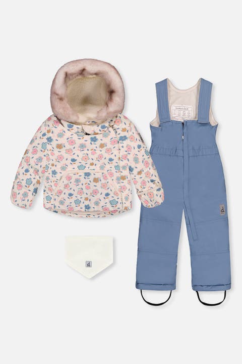 Floral Two Piece Coat Pants & Neckwarmer Snowsuit
