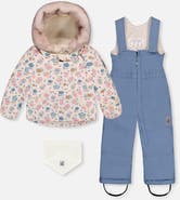 Deux par Deux Floral Two Piece Coat Pants & Neckwarmer Snowsuit