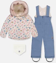 Deux par Deux Floral Two Piece Coat Pants & Neckwarmer Snowsuit