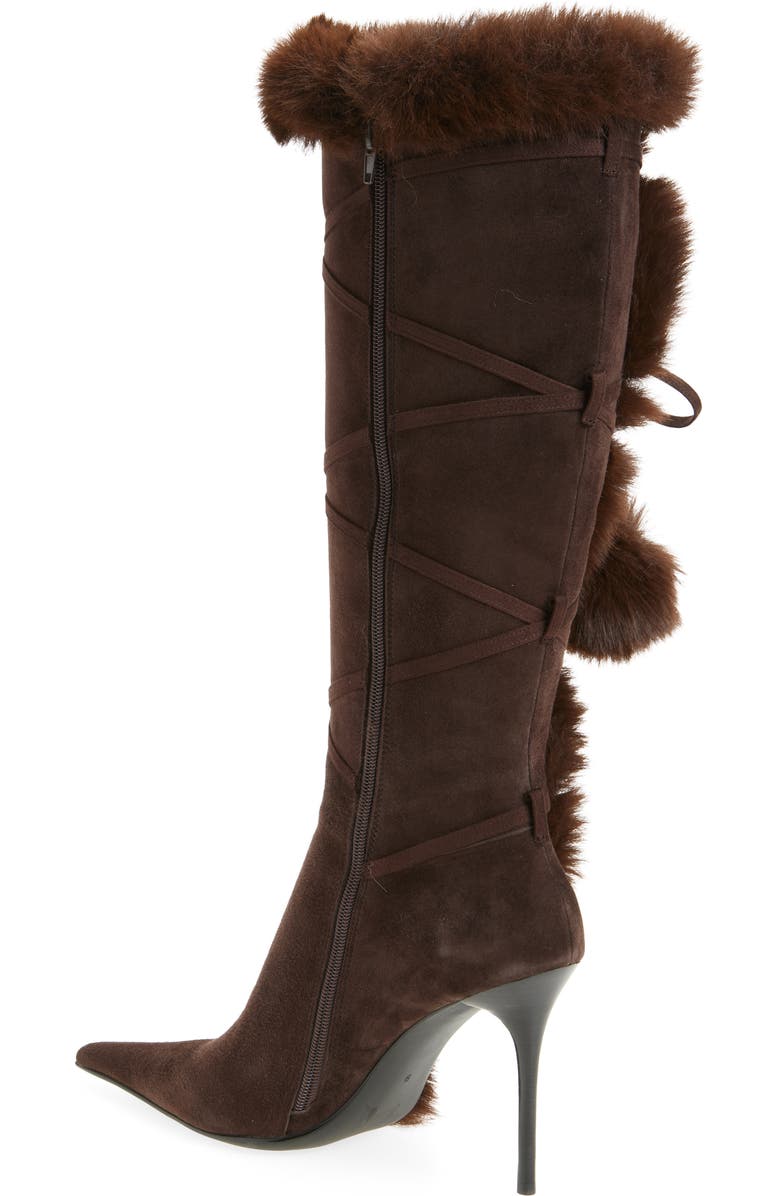 Jeffrey Campbell Chilly Faux Fur Trim Pointed Toe Boot, Alternate, color, Brown Combo