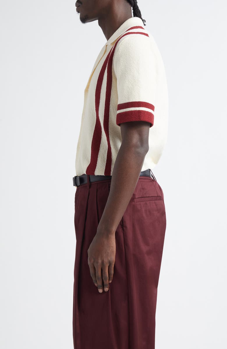 Dolce&Gabbana Stripe Knit Camp Shirt, Alternate, color, W8266 White/Red