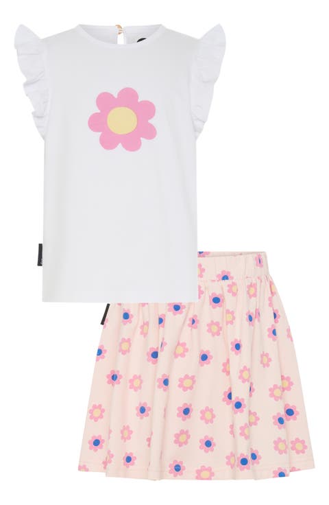 Kids' Flower Graphic T-Shirt & Skirt Set (Toddler, Little Kid & Big Kid)