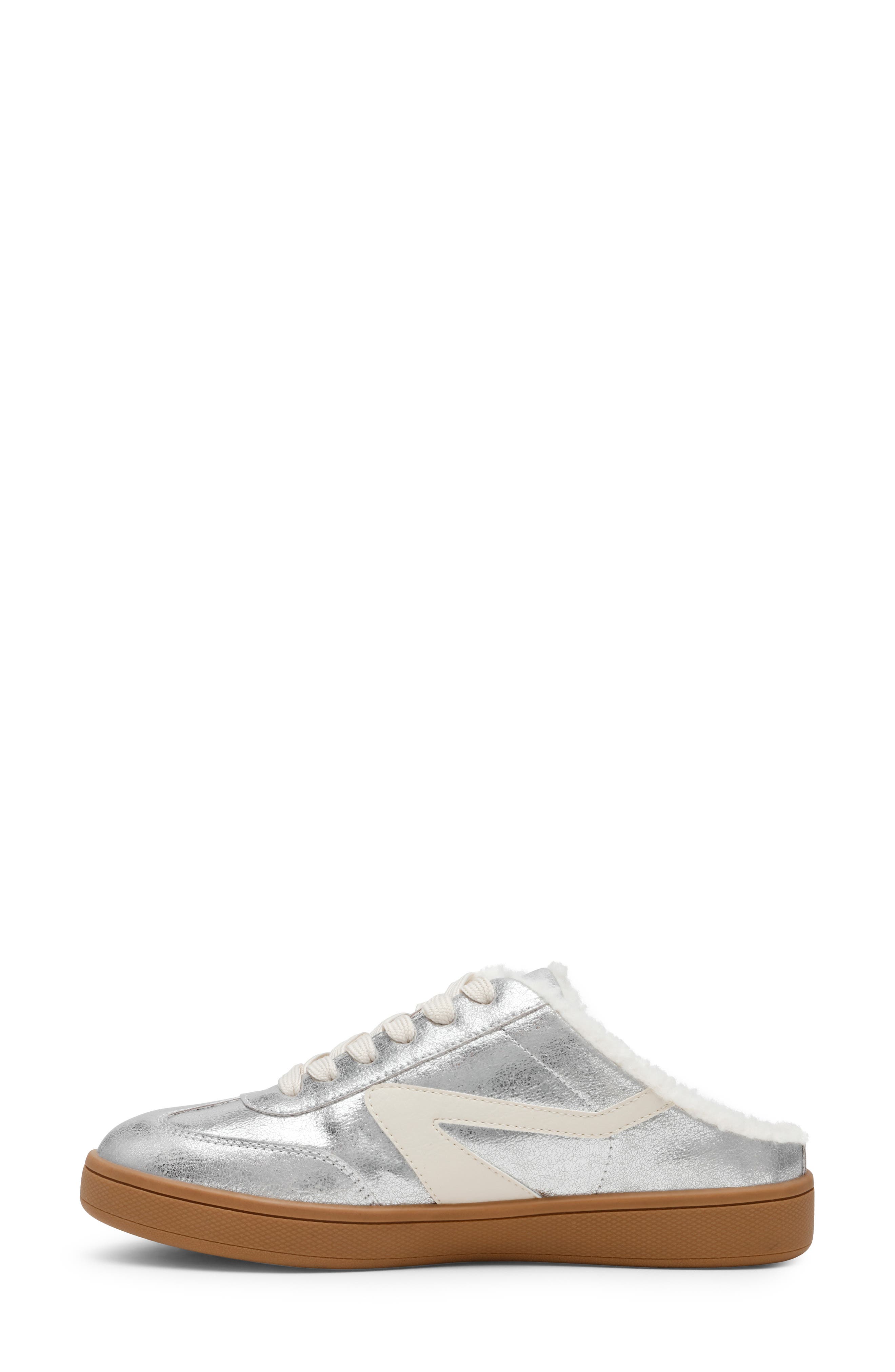 Vitally Faux Shearling Lined Mule Sneaker, Alternate, color, SILVER PLUSH