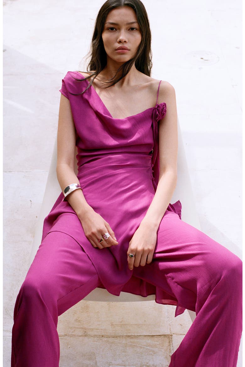 Satin Straight Leg pants, Alternate, color, PURPLE